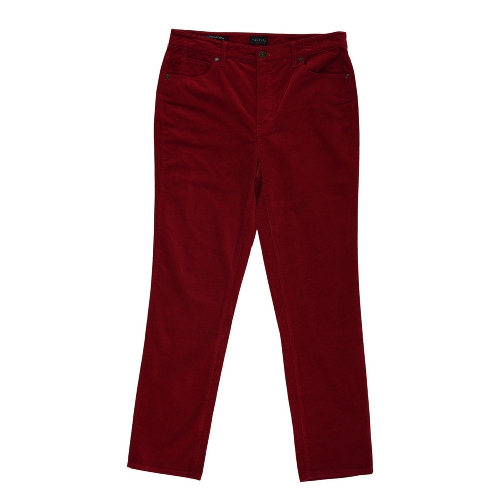 Talbots Corduroy Pants Womens Size 10 Burgundy Red Stretch 5 Pocket Straight Leg
